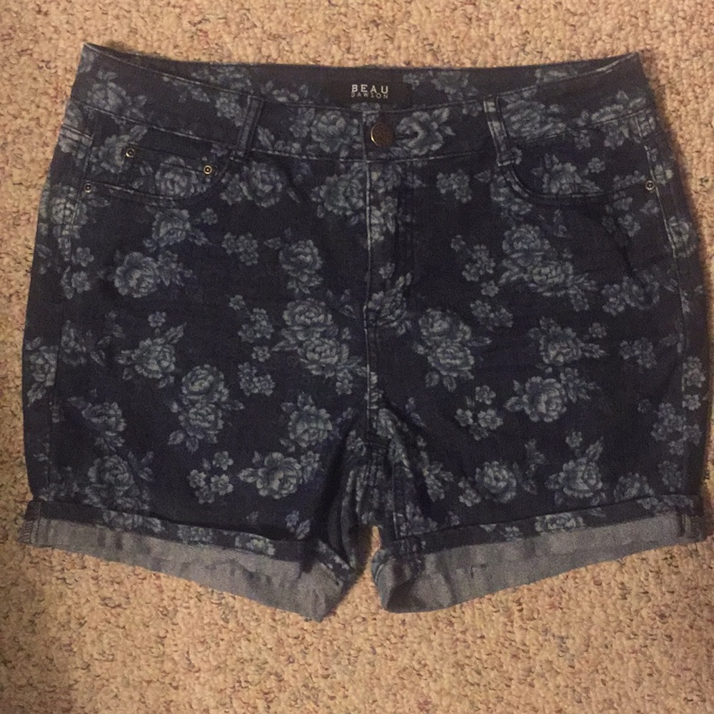 Floral jean shorts